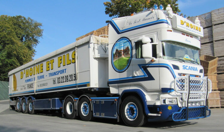 ギャラリービューアに画像をロードする, 【予約】2019年4-6月以降発売予定D'Hoine SCANIA STREAMLINE TOPLINE 6x2 TWIN STEER BELT TRAILER KOLIBRI - 3軸トラック /建設機械模型 工事車両 WSI 1/50 ミニチュア