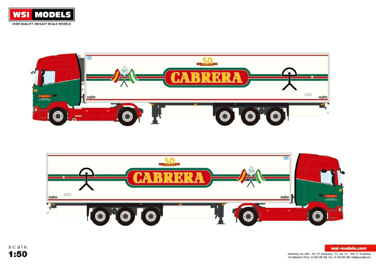 ギャラリービューアに画像をロードする, 【予約】6-8月以降発売予定Transportes Cabrera SCANIA S HIGHLINE | CS20H 4X2 リーファートレーラー 3軸トラック/建設機械模型 工事車両 WSI 1/50 ミニチュア