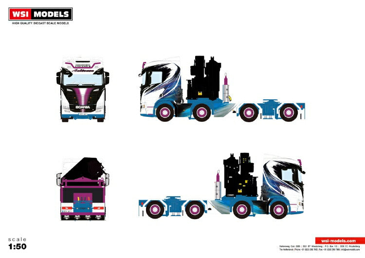 ギャラリービューアに画像をロードする, 【予約】10-12月以降発売予定Aaltonen SCANIA R NORMAL CR20N 8x2 TAG AXLE + PALFINGER PK78002 SHトラック/建設機械模型 工事車両 WSI 1/50 ミニチュア