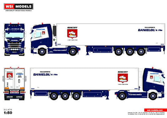 【予約】10-12月以降発売予定L. Danielou; SCANIAスカニア S HIGHLINE CS20H 4x2 リーファートレーラー  3軸 トラック /建設機械模型 工事車両 WSI 1/50 ミニチュア