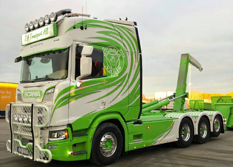 ギャラリービューアに画像をロードする, JA Transport Scania R Highline CR20H フックリフトシステム Combi フックリフトコンテナ アスファルト / WSI 1/50 建設機械模型 工事車両