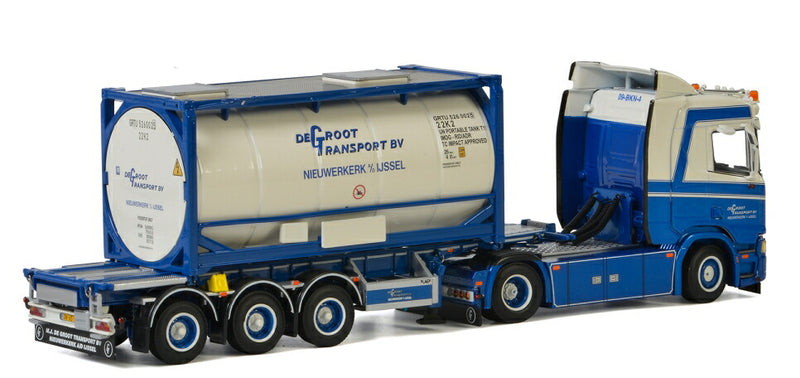 ギャラリービューアに画像をロードする, M.J de Groot Transport; SCANIAスカニア R NORMAL CR20N 4x2 トレーラー + 20フィートコンテナ トレーラー /建設機械模型 工事車両 WSI 1/50 ミニチュア