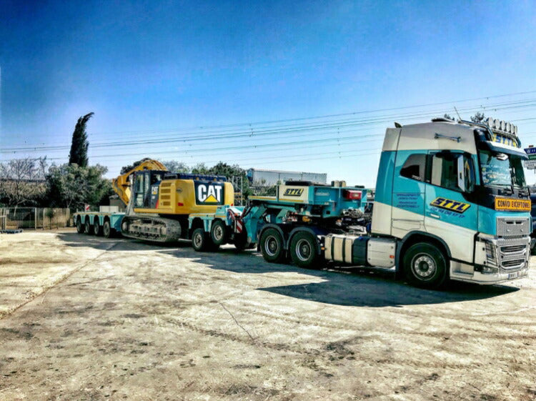 ギャラリービューアに画像をロードする, 【予約】12月以降発売予定STTL VOLVO FH4 GLOBETROTTER 6x4 LOWLOADER 4軸 + DOLLY 2軸 トラック トレーラー 建設機械模型 工事車両WSI 1/50 ミニチュア