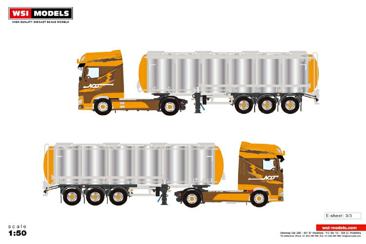 ギャラリービューアに画像をロードする, 【予約】2020年1-3月以降発売予定Niek Dijkstra DAF XF SUPER SPACE CAB 4x2 TANK TRAILER 3軸 トラック/建設機械模型 工事車両 WSI 1/50 ミニチュア