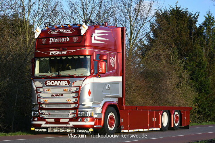 ギャラリービューアに画像をロードする, 【予約】2020年1-3月以降発売予定Transports Pierrard SCANIA STREAMLINE TOPLINE 6X2 TAG軸 RIGED FLAT BED TRUCK トラック トラクタヘッド/建設機械模型 工事車両 WSI 1/50 ミニチュア