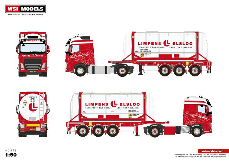 ギャラリービューアに画像をロードする, 【予約】2020年1-3月以降発売予定Limpens VOLVO FH4 GLOBETROTTER 4x2 コンテナ トレーラー 3軸 + 20FT TANK CONTAINER トラック トラクタヘッド/建設機械模型 工事車両 WSI 1/50 ミニチュア