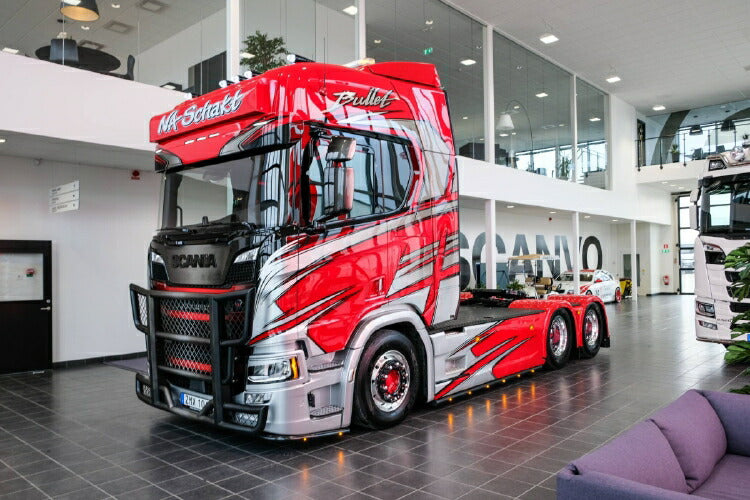 ギャラリービューアに画像をロードする, 【予約】5-8月以降発売予定SCANIA R HIGHLINE CR20H 6X2 TAG AXLE HALF PIPE TIPPER TRAILER 3軸 トラック WSI 1/50 建設機械 模型ミニカー はたらく車重機