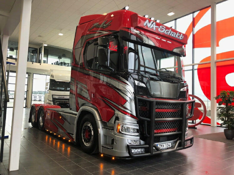 ギャラリービューアに画像をロードする, 【予約】5-8月以降発売予定SCANIA R HIGHLINE CR20H 6X2 TAG AXLE HALF PIPE TIPPER TRAILER 3軸 トラック WSI 1/50 建設機械 模型ミニカー はたらく車重機