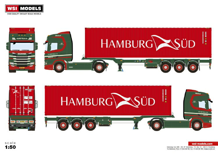 ギャラリービューアに画像をロードする, 【予約】12月以降発売予定SCANIA R HIGLINE CR20H 4X2 40フィートコンテナ 3軸トラック /WSI 1/50 建設機械 模型ミニカー はたらく車 重機