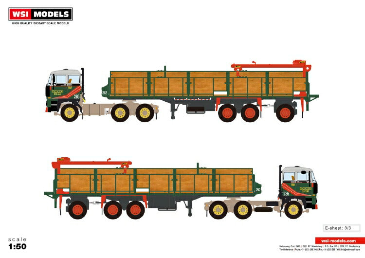 ギャラリービューアに画像をロードする, 【予約】2021年2月以降発売予定Hendriks Lobith DAF 3300 6X4 ブリックトレーラー 3軸 トラック/WSI 1/50 建設機械 模型ミニカー はたらく車 重機