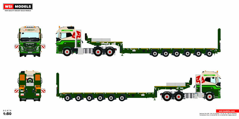 ギャラリービューアに画像をロードする, 【予約】2021年2月以降発売予定Westdijk Se VOLVO FH4 GLOBETROTTER 6X4 SEMI LOW LOADER RAMPS 6軸 トレーラー/WSI 1/50 建設機械 模型ミニカー はたらく車 重機