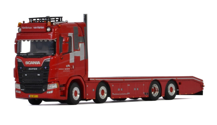 ギャラリービューアに画像をロードする, Hardeman van Harten SCANIA S NORMAL | CS20N 8X2 TAG AXLE RIGED | FLAT BED 4軸トラック トラクタ /WSI 1/50 建設機械 模型ミニカー はたらく車