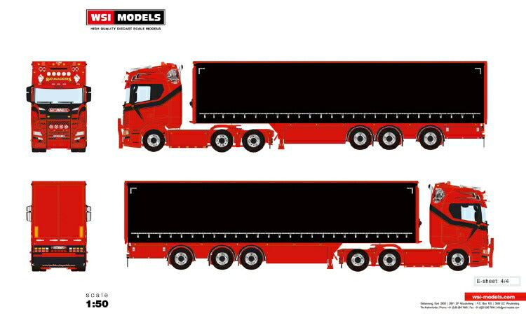 ギャラリービューアに画像をロードする, 【予約】2021年4-6月以降発売予定CS20H 6X2 TAG AXLE CURTAIN SIDE TRAILER - 3 AXLEトラック /WSI 建設機械模型 工事車両 1/50 ミニチュア