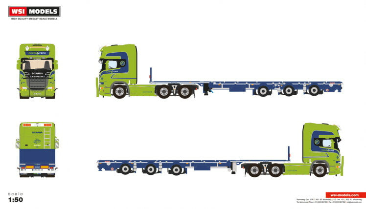 ギャラリービューアに画像をロードする, 【予約】10-12月以降発売予定Nordic Crane SCANIA STREAMLINE TOPLINE 6X4 MEGATRAILER FLATBED 3軸 トレーラー/WSI 建設機械模型 工事車両 1/50 ミニカー
