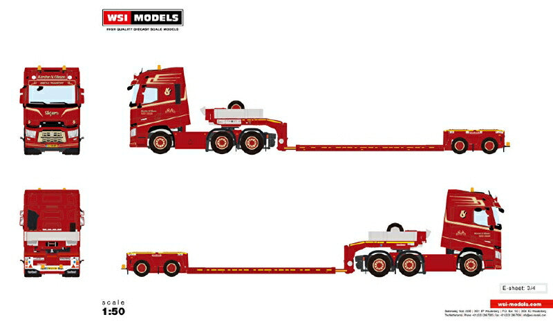 ギャラリービューアに画像をロードする, 【予約】2月以降発売予定Karsten V. Olesen RENAULT TRUCKS T HIGH 6X2 TWINSTEER LOW LOADER | EURO 2 軸 トラック トレーラー/WSI 建設機械模型 工事車両 1/50 ミニカー
