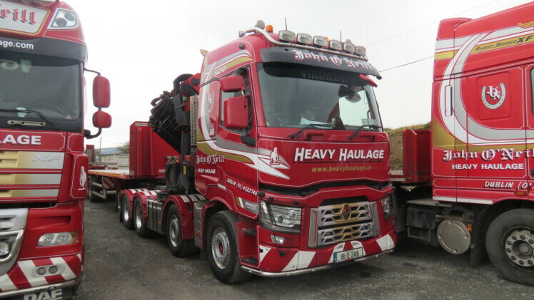 ギャラリービューアに画像をロードする, 【予約】12月以降発売予定John O'Neill RENAULT TRUCKS T 8X4 FLAT BED TRAILER - 3 軸 + PALFINGER PK 78002 SH | JIB トラック /WSI 建設機械模型 工事車両 1/50 ミニカー