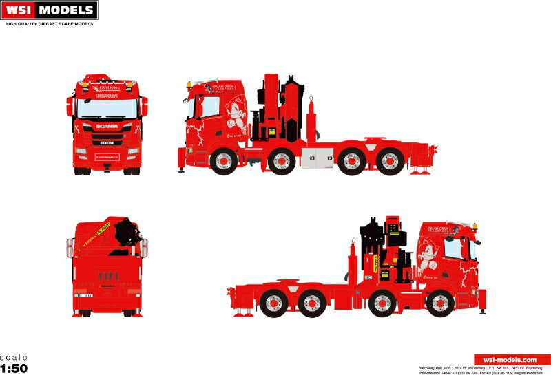 ギャラリービューアに画像をロードする, 【予約】3月以降発売予定Orjan Orra Transport AS SCANIA R NORMAL CR20N 8x4 PALFINGER PK92002 SH + JIB トラック トレーラー/WSI 建設機械模型 工事車両 1/50 ミニカー