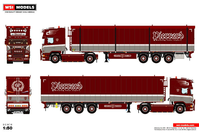 ギャラリービューアに画像をロードする, 【予約】2月以降発売予定Transports Pierrard SCANIA R5 TOPLINE 4X2 VOLUME TRAILER 3 軸 トラック /WSI 建設機械模型 工事車両 1/50 ミニカー