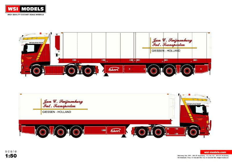 ギャラリービューアに画像をロードする, 【予約】3月以降発売予定Jan C. Swijnenburg DAF XF SUPER SPACE CAB MY2017 6X2 TAG リーファートレーラー 3 軸 トラック /WSI 建設機械模型 工事車両 1/50 ミニカー