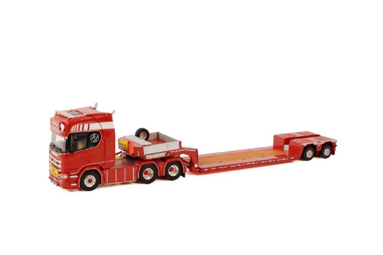 ギャラリービューアに画像をロードする, TRANSPORTS LELOUP SCANIA R HIGHLINE I CR20H 6X2 TAG AXLE LOW LOADER EURO 2軸 トレーラー トラック/WSI 建設機械模型 工事車両 1/50 ミニカー