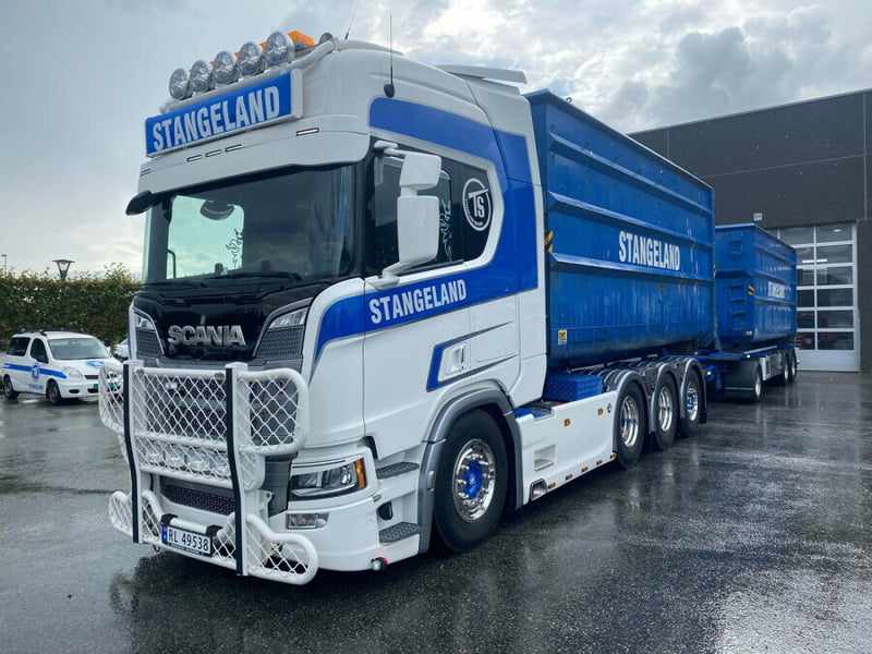 ギャラリービューアに画像をロードする, 【予約】3-5月以降発売予定STANGELAND SCANIA R HIGHLINE CR20H 8X4 RIGED TRUCK DRAWBAR HOOKLIFT SYSTEM + HOOKLIFT CONTAINER 40M3 トラック/WSI 建設機械模型 工事車両 1/50 ミニカー