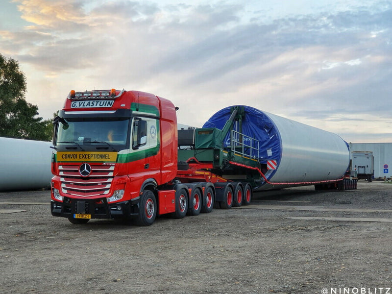 ギャラリービューアに画像をロードする, 【予約】3-5月以降発売予定G. VLASTUIN MERCEDES BENZ ACTROS MP4 SLT GIGA SPACE 8X4 SPACE SLT NOOTEBOOM MWT 3+7 トラック/WSI 建設機械模型 工事車両 1/50 ミニカー