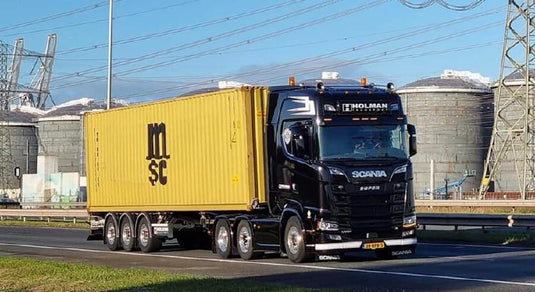 【予約】2023年3月以降発売予定Holman Transport; SCANIA S HIGHLINE CS20H 6X2 TWINSTEER CONTAINER TRAILER 3軸 WITH 40フィートコンテナ トラック /建設機械模型 工事車両 WSI 1/50 ミニチュア