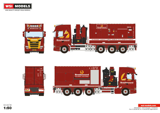 【予約】10-12月以降発売予定BREDENOORD; SCANIAスカニア R HIGHLINE CR20H 8X2 RIGED TRUCK FLAT BED + PALFINGER PK 65002 SH WITH 20FT CONTAINER /WSI トラック 1/50 建設機械模型 ミニチュア ミニカー