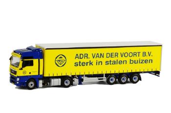 ギャラリービューアに画像をロードする, v/d Voort - Wateringen MAN TGX XXL カーテンサイダー トレーラー 3軸 /WSIダブリューエスアイ 1/50 9464