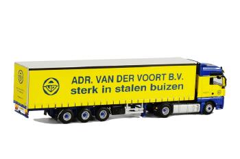 ギャラリービューアに画像をロードする, v/d Voort - Wateringen MAN TGX XXL カーテンサイダー トレーラー 3軸 /WSIダブリューエスアイ 1/50 9464
