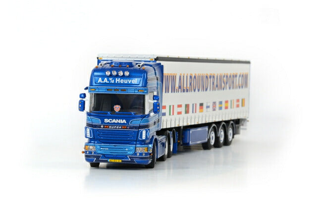 ギャラリービューアに画像をロードする, A.A. van den Heuvel SCANIAスカニア R Topline Curtainside Trailer 3軸 /WSI 1/50 ダイキャストトレーラー 建設機械模型
