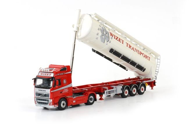 ギャラリービューアに画像をロードする, Wizet Transport VOLVO FH3 Globetrotter バルクトレーラーKipper 3軸 /WSI 1/50 模型ミニカー