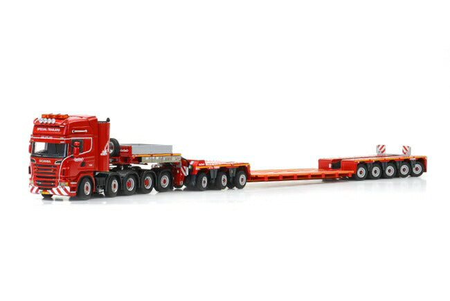 ギャラリービューアに画像をロードする, Nooteboomノーテブーム SCANIAスカニア R Topline Euro PendelX Long Neck + 3軸 Interdolly Spine Floor + 5軸 トレーラー /WSI 1/50 模型