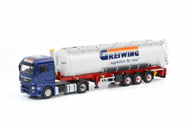 ギャラリービューアに画像をロードする, Greiwing MAN TGX XLX Bulk Trailer Kipper 3軸 /WSI 1/50 トラック 建設機械模型