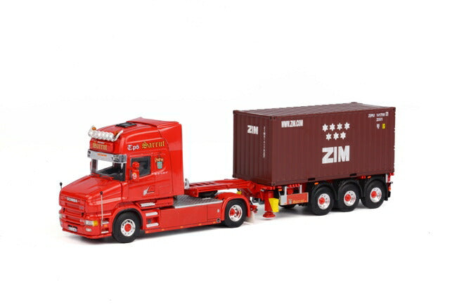 ギャラリービューアに画像をロードする, Sarrut SCANIAスカニア T Topline トレーラー (3 as) & 1 x 20フィートコンテナ /WSI 1/50 ダイキャスト 建設機械模型