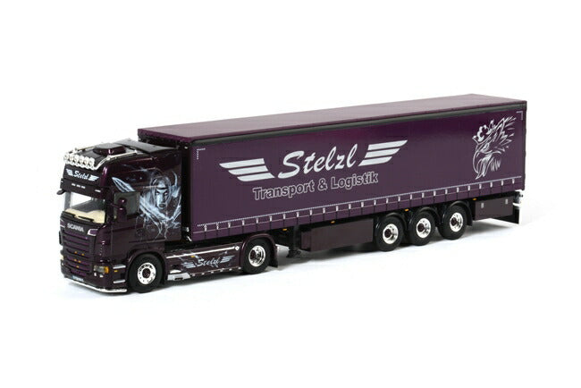 ギャラリービューアに画像をロードする, Stelzl SCANIAスカニア R Topline カーテンサイダートレーラー3軸 /WSI 1/50 ダイキャスト 建設機械模型
