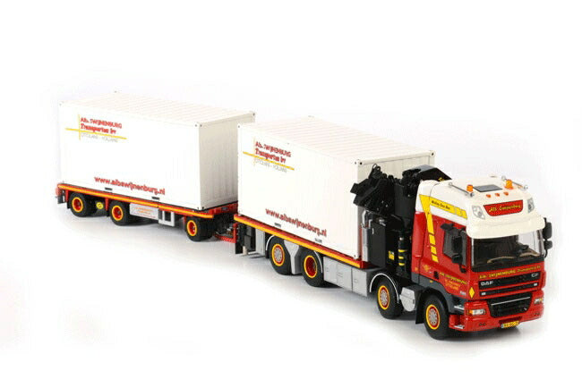 ギャラリービューアに画像をロードする, Alb. Swijnenburg DAF CF 85 Space Cab Palfinger + Jib + Flat body トレーラー /WSI 建設機械模型 1/50