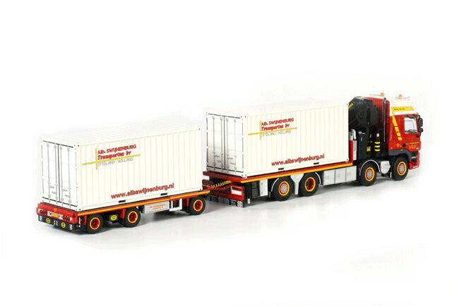 ギャラリービューアに画像をロードする, Alb. Swijnenburg DAF CF 85 Space Cab Palfinger + Jib + Flat body トレーラー /WSI 建設機械模型 1/50