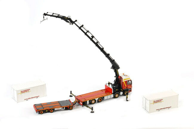 ギャラリービューアに画像をロードする, Alb. Swijnenburg DAF CF 85 Space Cab Palfinger + Jib + Flat body トレーラー /WSI 建設機械模型 1/50