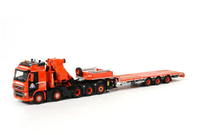 ギャラリービューアに画像をロードする, Van Grinsven VOLVO FH3 Globetrotter Palfinger PK150002 + 低床セミ トレーラートラック /WSI 建設機械模型 1/50