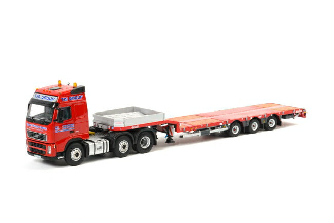 ギャラリービューアに画像をロードする, TIS Group VOLVO FH2 Globetrotter Nooteboomノーテブーム 低床セミ 3軸 トラック トレーラー /WSI 建設機械模型 1/50