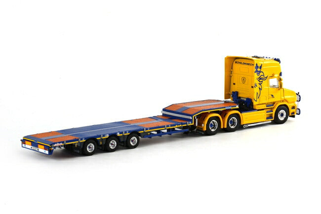 ギャラリービューアに画像をロードする, Schildknecht Scaniaスカニア T4 Nooteboomノーテブーム 低床セミ 3軸 トラック トレーラー /WSI 建設機械模型 1/50