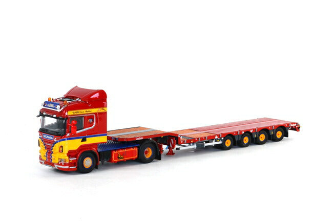 ギャラリービューアに画像をロードする, Klappenecker SCANIA R Highline Nooteboomノーテブーム 低床セミ 4軸 トラック トレーラー /WSI 1/50 建設機械模型