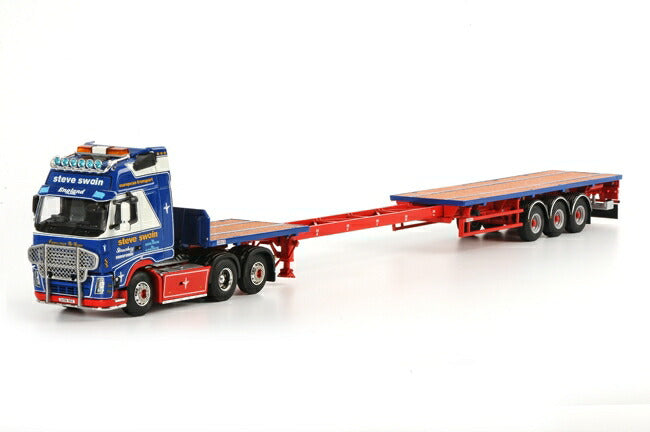 ギャラリービューアに画像をロードする, Steve Swain VOLVOボルボ FH2 Globetrotter XL フラットベッドトレーラー 3軸 トラック /WSI 1/50 建設機械模型