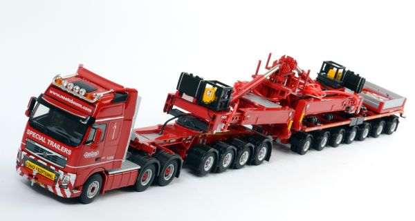 ギャラリービューアに画像をロードする, ノーテブーム MEGA WINDMILL TRANSPORTER +4軸 JEEPDOLLY +7軸 DOLLY + VOLVO FH3 6X4 トレーラー /WSI 1/50 建設機械模型