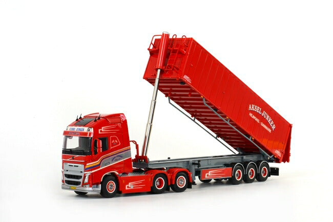 ギャラリービューアに画像をロードする, Aksel Junker Volvoボルボ FH4 GL XL Tip Trailer Volume 3軸 トレーラー トラック /WSI 1/50 建設機械模型 ミニカー