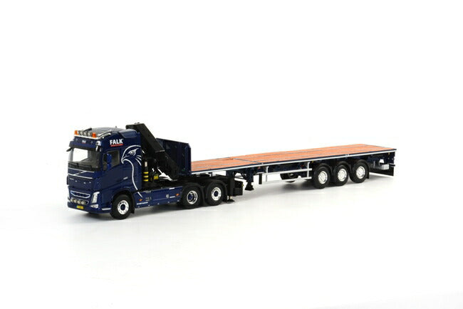 ギャラリービューアに画像をロードする, Falk Volvoボルボ FH4 GL XL Palfinger +フラットベッドトレーラー /WSI 1/50 建設機械模型 ミニカー