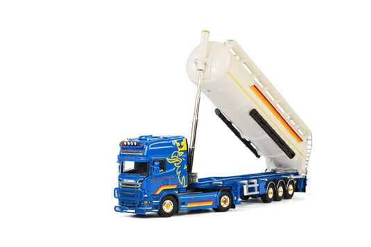 Saxer SCANIAスカニア R Streamline Topline バルクトレーラー3軸 トラック/WSI 1/50 建設機械模型 ミニカー