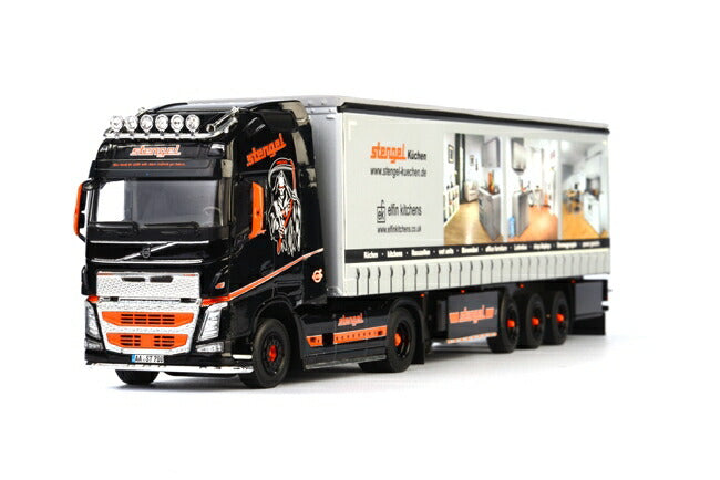 ギャラリービューアに画像をロードする, Stengel Volvo FH4 Globetrotter カーテンサイダートレーラー 3軸 トラック /WSI 1/50 建設機械模型 ミニカー