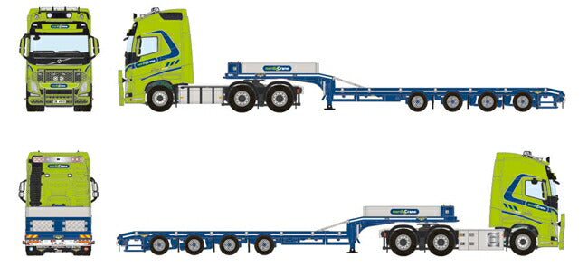 ギャラリービューアに画像をロードする, 【予約】10-12月以降発売予定Nordic Crane Volvo FH4 Globetrotter XL Semi Lowloader 4軸 トラック /WSI 建設機械模型 工事車両 1/50 ミニチュア